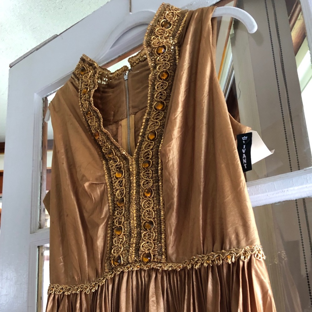 Premium Vintage Gold Midi Dress- Goddess Dress